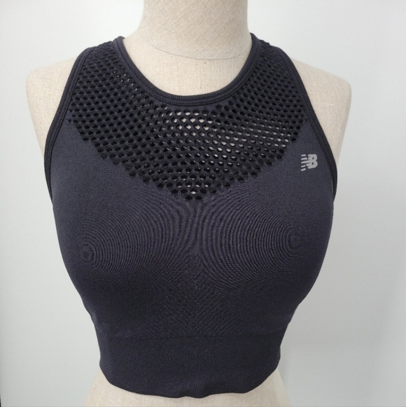New Balance Black Mesh Racerback Padded Sports Bra Size Large - Picture 4 of 11